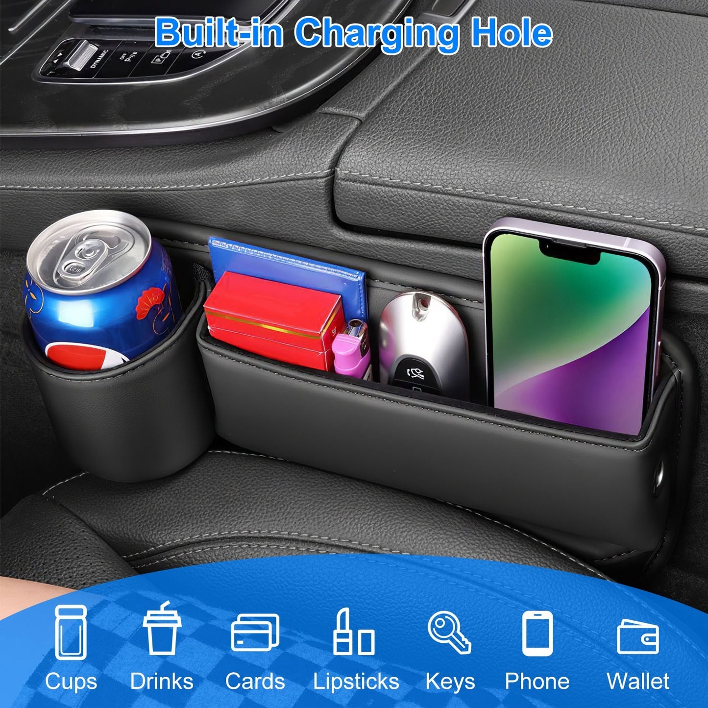 Car Seat Gap Filler (With Cup Holder and Organizer)
